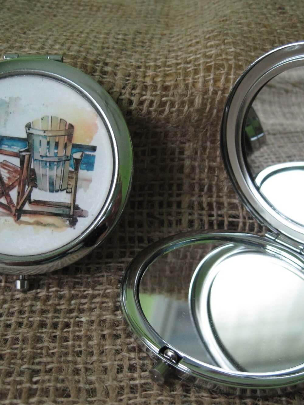 Beach Chairs Themed Compact/Pocket Mirror